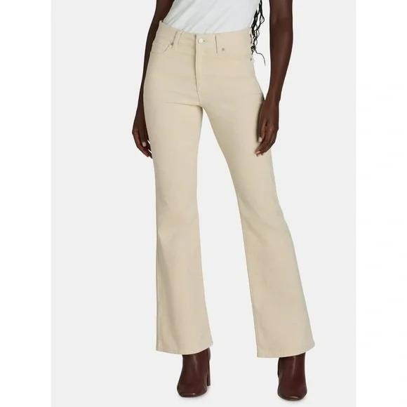 Time and Tru Women’s High Rise Corduroy Flare Pants - Picture 1 of 3